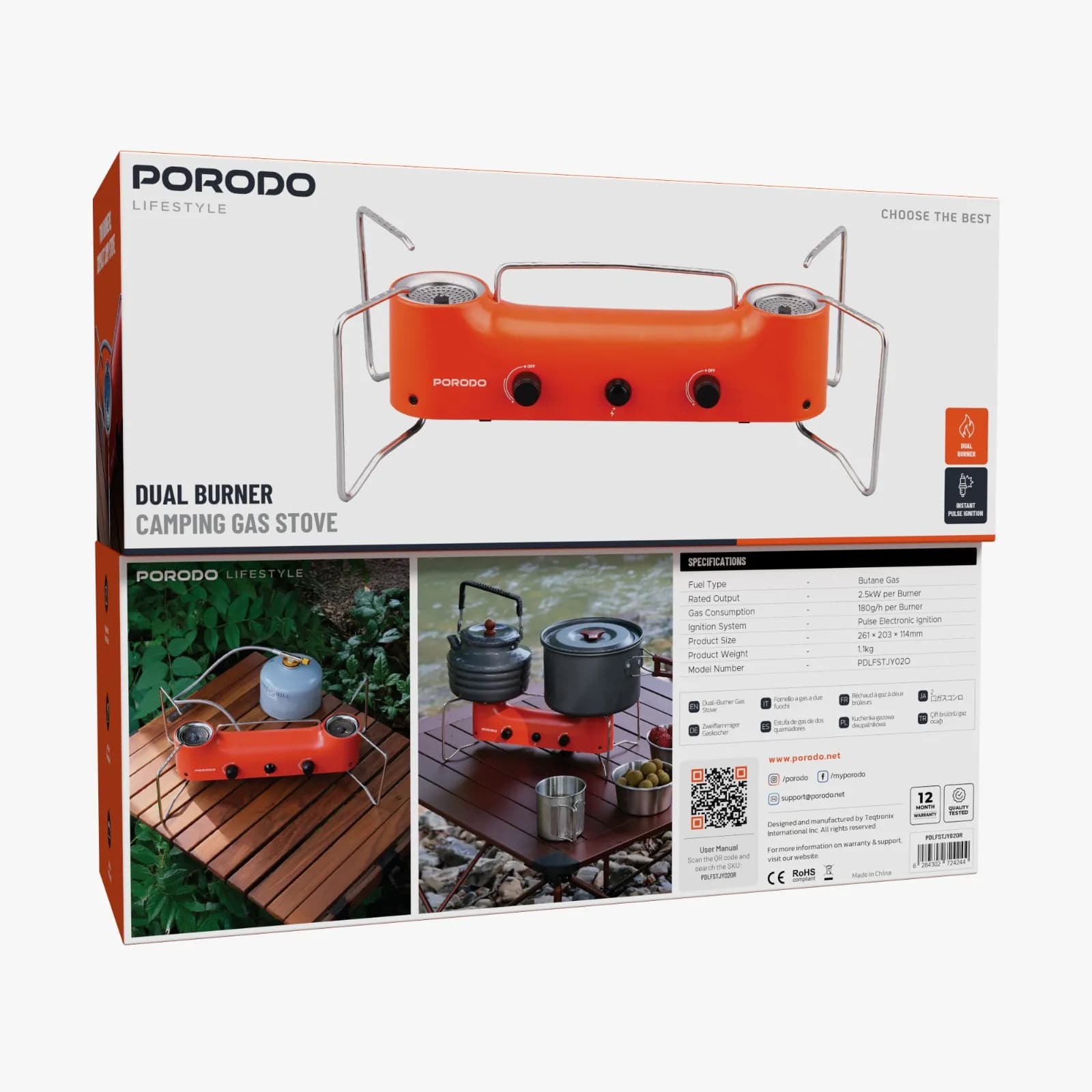 اجاق گاز کمپینگ تاشو Dual Burner Camping Gas Stove مدل Pulse Ignition پورودو لایف‌استایل — تصویر ۴