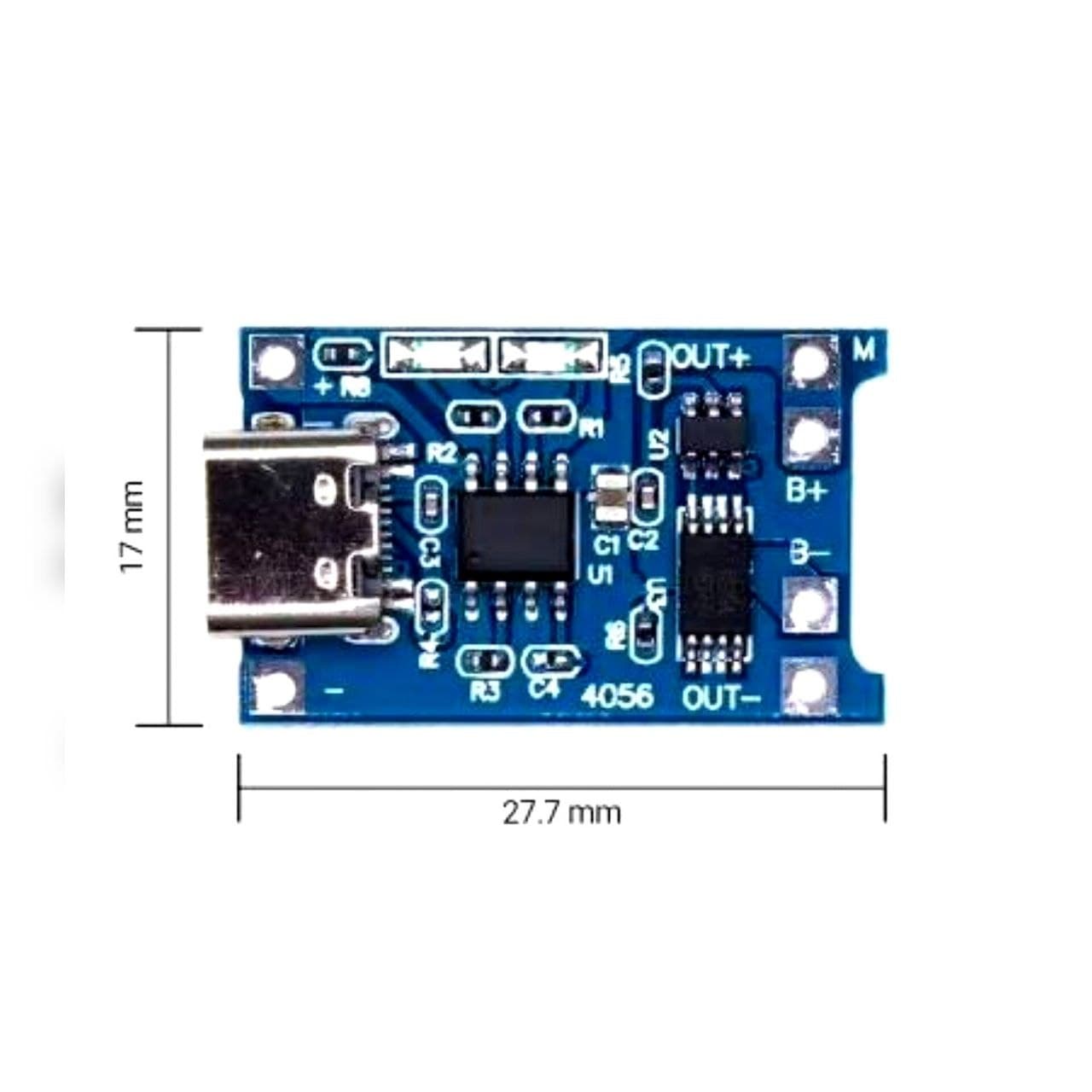 ماژول شارژ باتری لیتیومی TP4056 سه چیپ با TYPE C — تصویر ۶