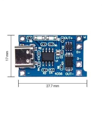 ماژول شارژ باتری لیتیومی TP4056 سه چیپ با TYPE C — تصویر ۸