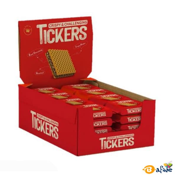 ویفر کاکائویی فندقی با تکه های فندق تیکرز 22 گرم (بسته 32 عددی) — تصویر ۵