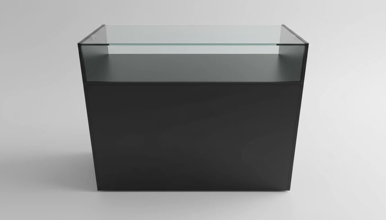 میز ویترین پیشخوان کشو دار رنگ مشکی تیرکس