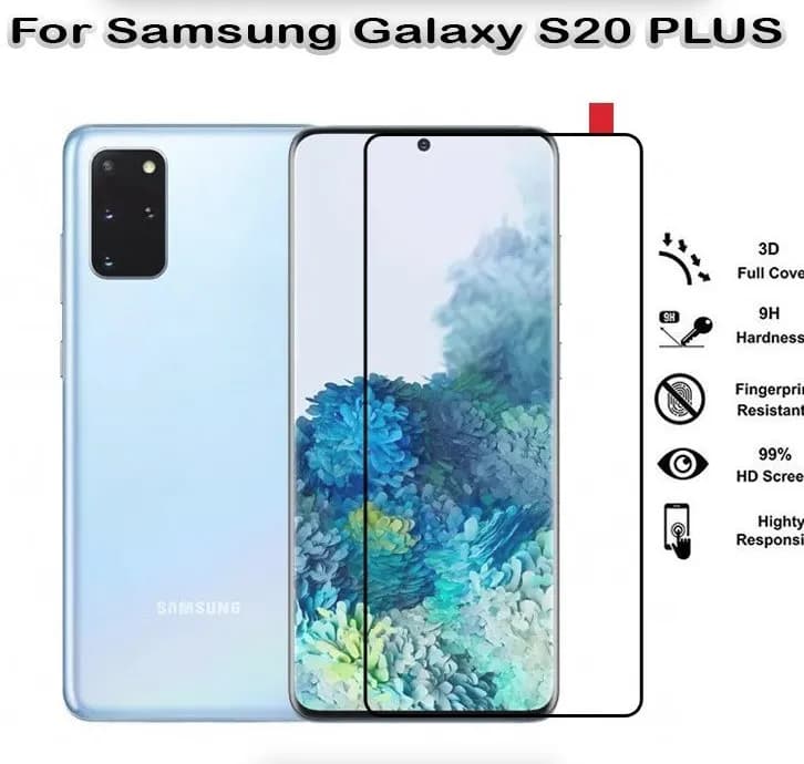گلس فول چسب خمیده سامسونگ Samsung Galaxy S20 Plus شفاف — تصویر ۲