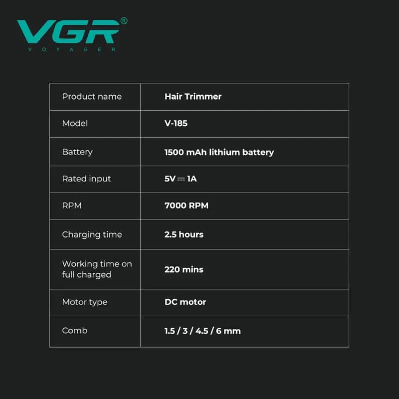 ماشین اصلاح سر و صورت خط زن وی جی آر مدل V-185 — تصویر ۱۲