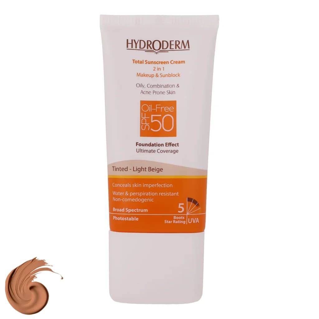 کرم ضدآفتاب هیدرودرم spf 50 مدل Light Beige حجم 40 میلیلیتر — تصویر ۵