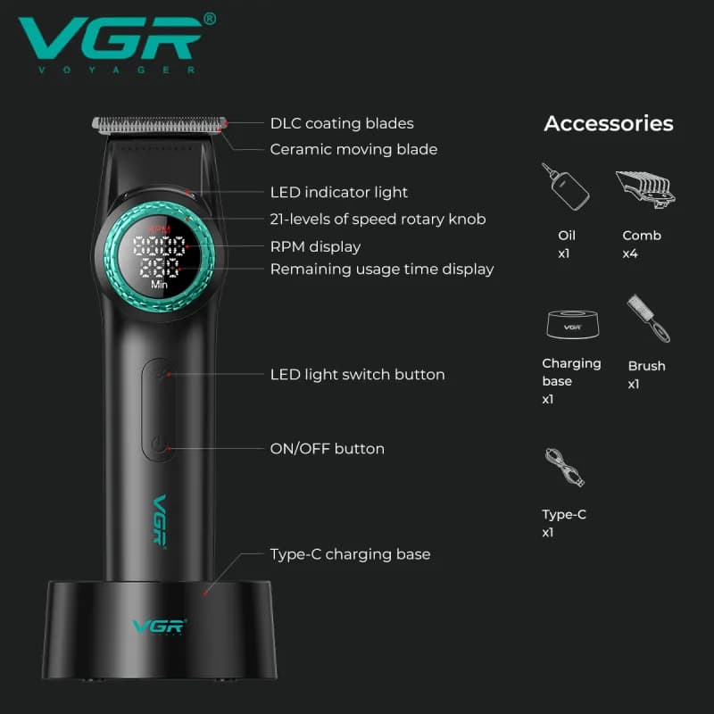 ماشین اصلاح سر و صورت وی جی آر مدل V-977 — تصویر ۶