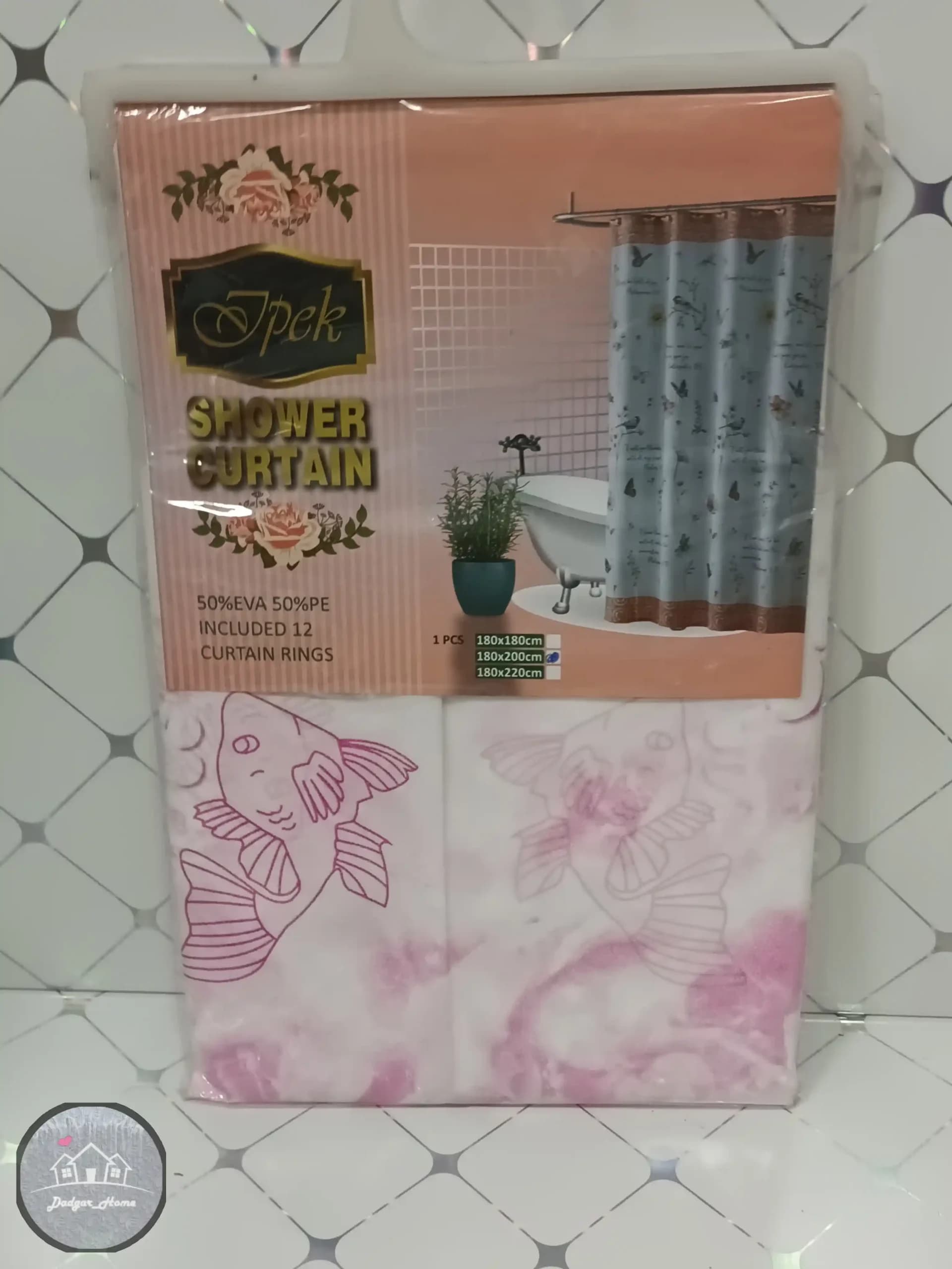 پرده حمام طرحدار وارداتی سایز 180*200 — تصویر ۶