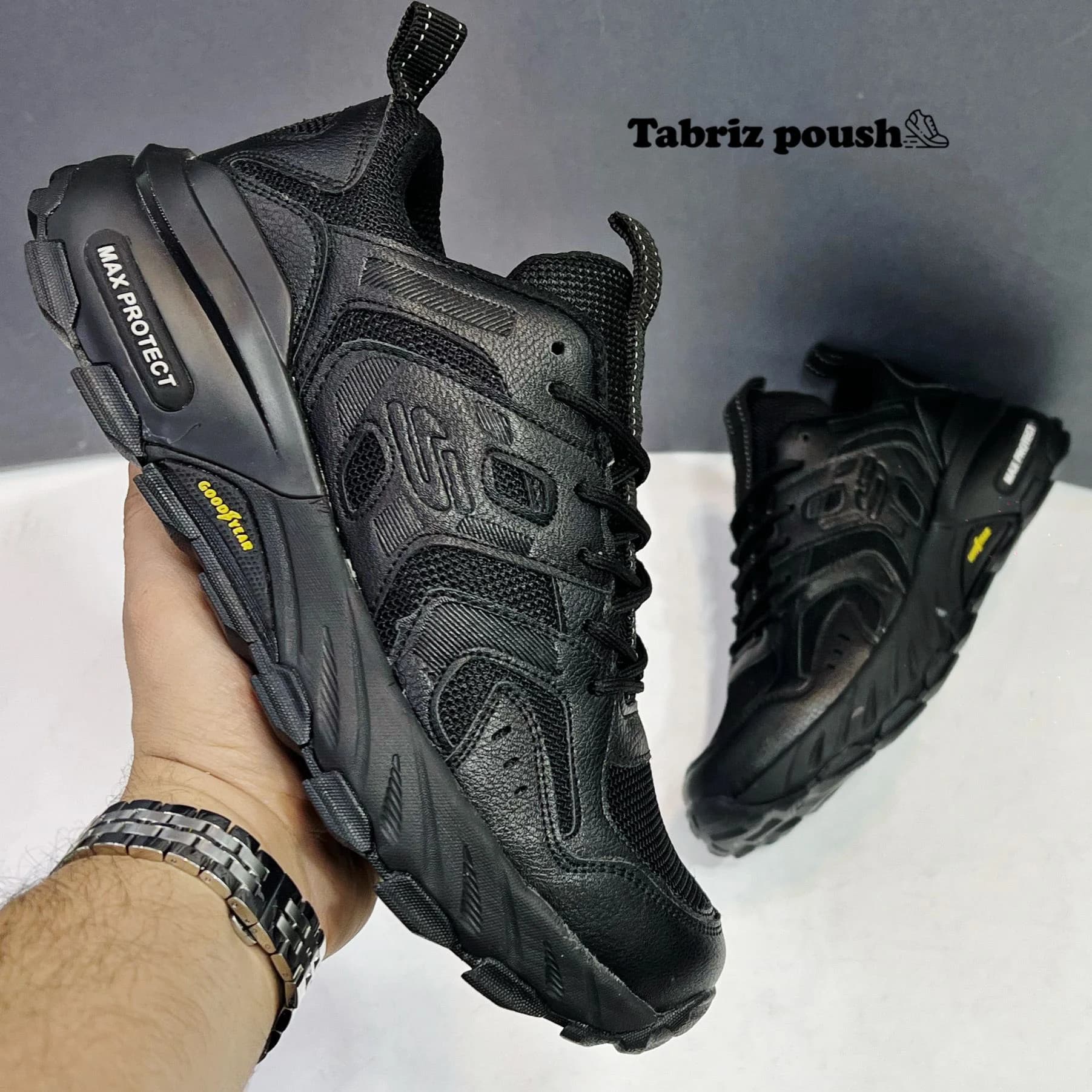 کفش کوهنوردی و روزمره اسکیچرز طبی زیره سه تیکه لژ دار مشکی سایز 40 41 42 تبریز پوش