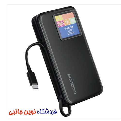 مودم سیم کارتی پرودو مدل Pocket Router ظرفیت 10K میلی آمپر | Porodo 4G LTE | WiFi 6 Pocket Router with 10000mAh Power Bank (تک / عمده) — تصویر ۴