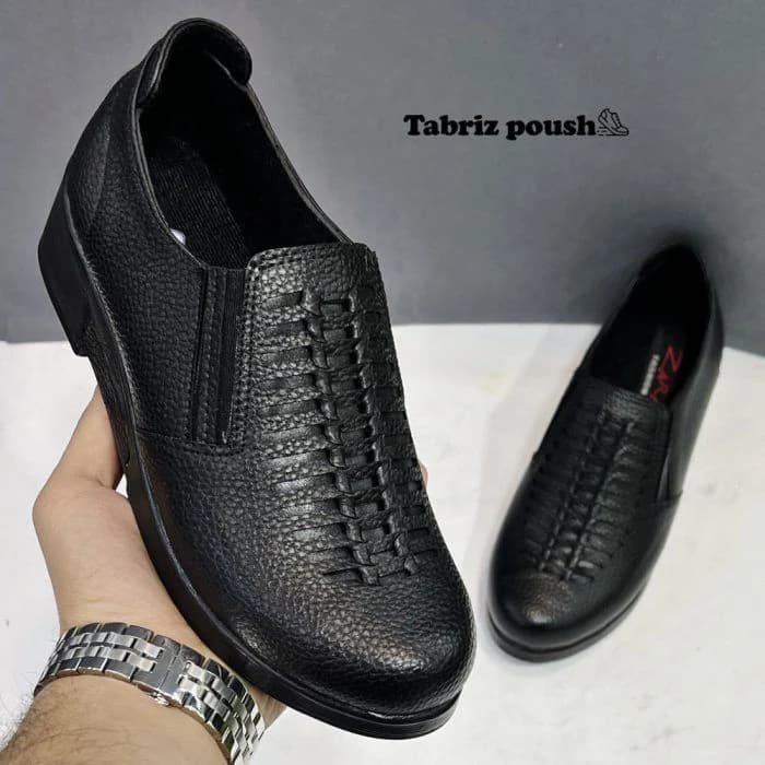 کفش راحتی طبی زنانه بغل کش پانیو سایز 37 38 39 طرح چرم مشکی تبریز پوش — تصویر ۶
