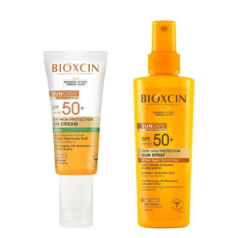ست اسپری و کرم ضدآفتاب بی‌رنگ بیوکسین +SPF50 مناسب پوست معمولی و چرب — تصویر ۴