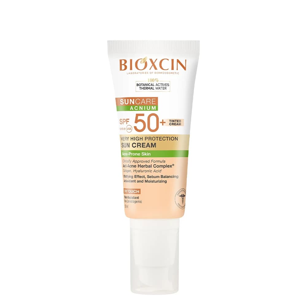 کرم ضدآفتاب رنگی بیوکسین +SPF50 مناسب پوست مستعد آکنه و جوش حجم 50 میلیلیتر — تصویر ۲