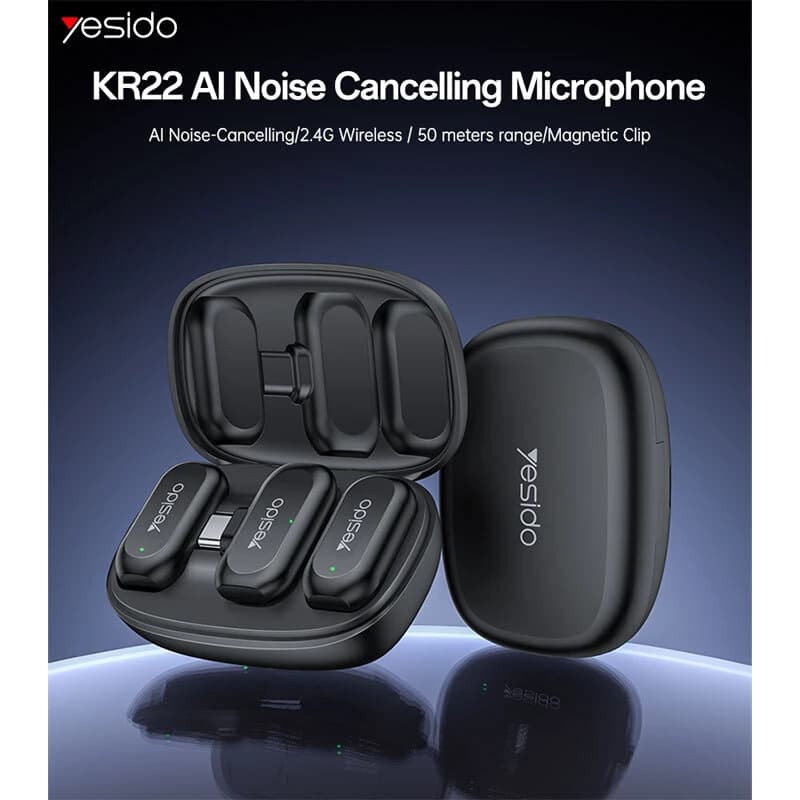 میکروفون یقه ای بی سیم دوتایی یسیدو KR22 Type-C — تصویر ۳