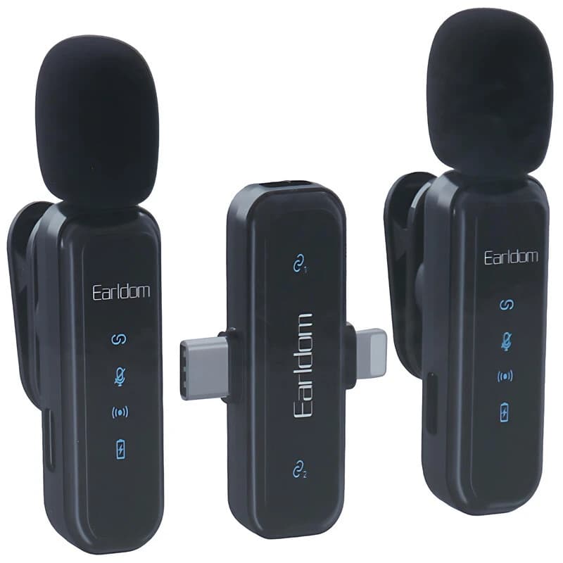 میکروفون یقه ای بی سیم دوتایی ارلدام ET-MC17 Type-C / Lightning — تصویر ۱۲