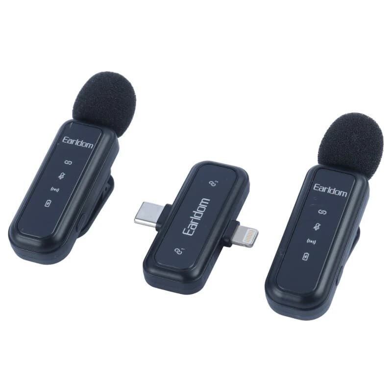 میکروفون یقه ای بی سیم دوتایی ارلدام ET-MC17 Type-C / Lightning — تصویر ۲