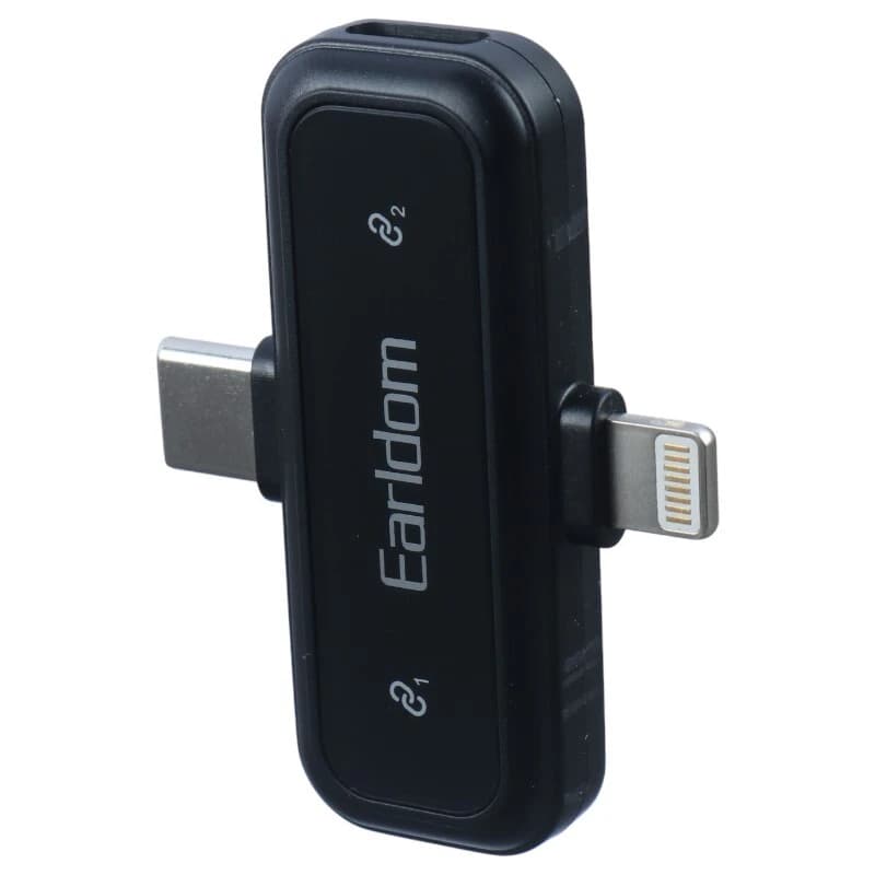 میکروفون یقه ای بی سیم دوتایی ارلدام ET-MC17 Type-C / Lightning — تصویر ۳