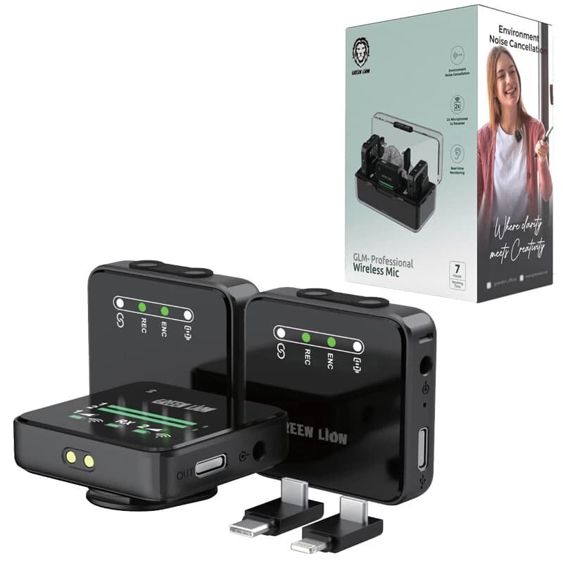 میکروفون یقه ای بی سیم دوتایی گرین لاین GLM-Professional Type-C / Lightning — تصویر ۹