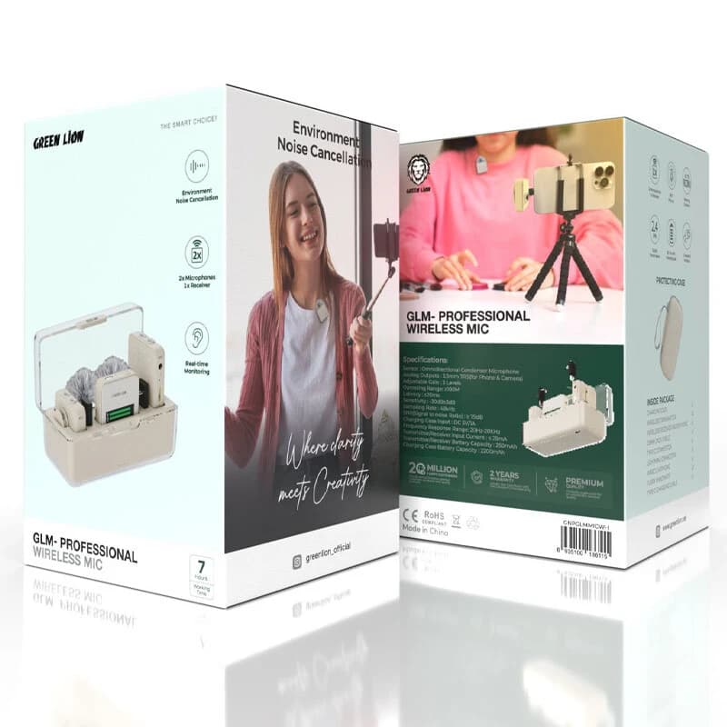 میکروفون یقه ای بی سیم دوتایی گرین لاین GLM-Professional Type-C / Lightning — تصویر ۸
