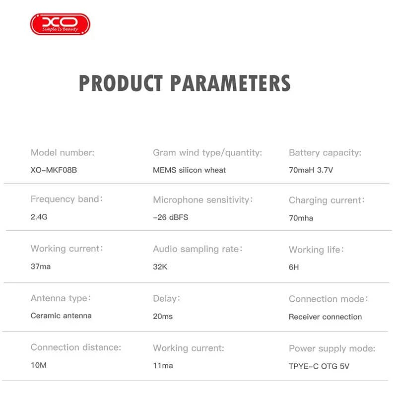 میکروفون یقه ای بی سیم ایکس او XO-MKF08B Lightning — تصویر ۴