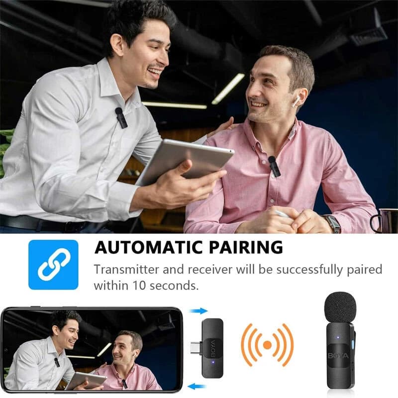 میکروفون یقه ای بی سیم دوتایی بویا BY-V20 Type-C — تصویر ۵