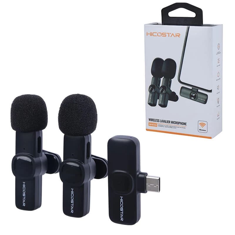 میکروفون یقه ای بی سیم دوتایی هایکو استار HS-MC521c Type-C — تصویر ۹