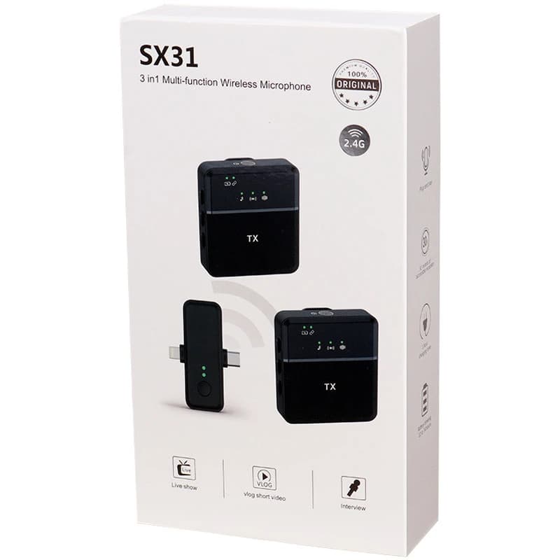 میکروفون یقه ای بی سیم دوتایی SX31 Type-C / Lightning — تصویر ۲