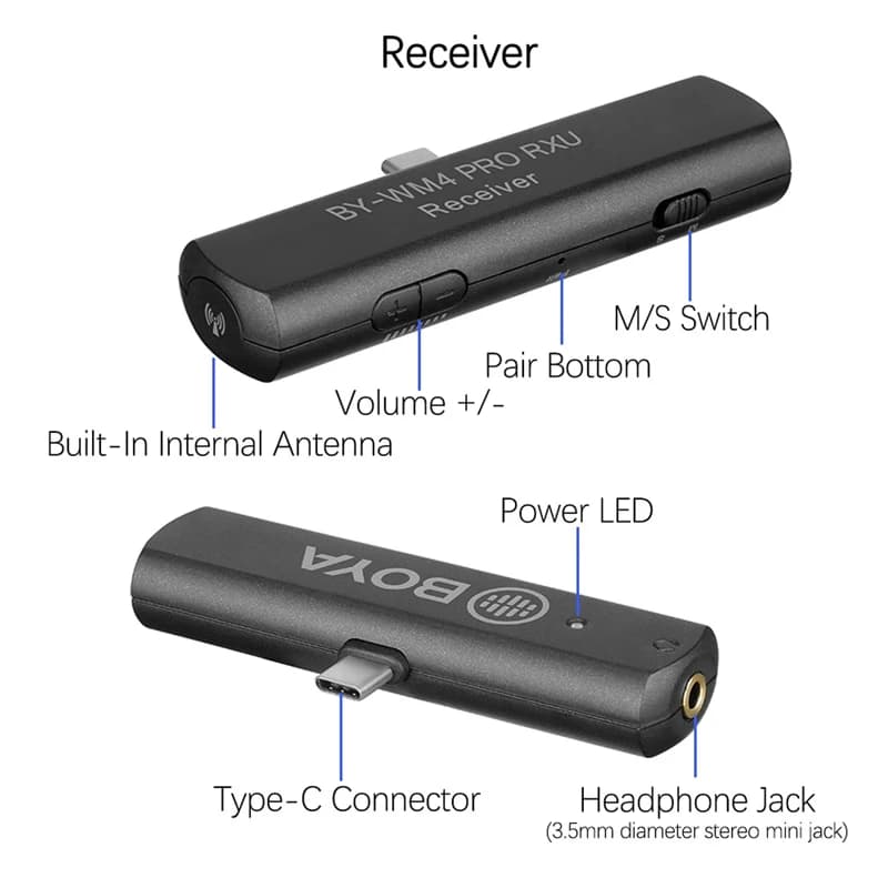 میکروفون یقه ای بی سیم بویا BY-WM4 Pro-K5 Type-C — تصویر ۷