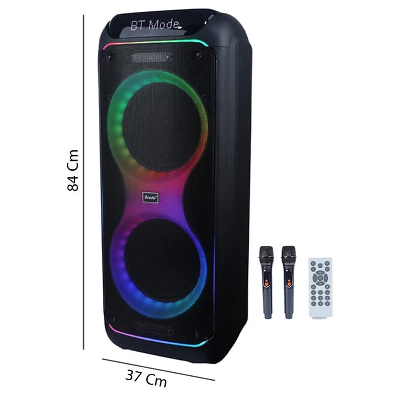 اسپیکر چمدانی بلوتوثی برودو BTS-2123 + میکروفون و ریموت کنترل — تصویر ۹