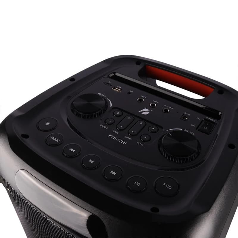 اسپیکر چمدانی بلوتوثی کی برود KTS-1755 + میکروفون و ریموت کنترل — تصویر ۶