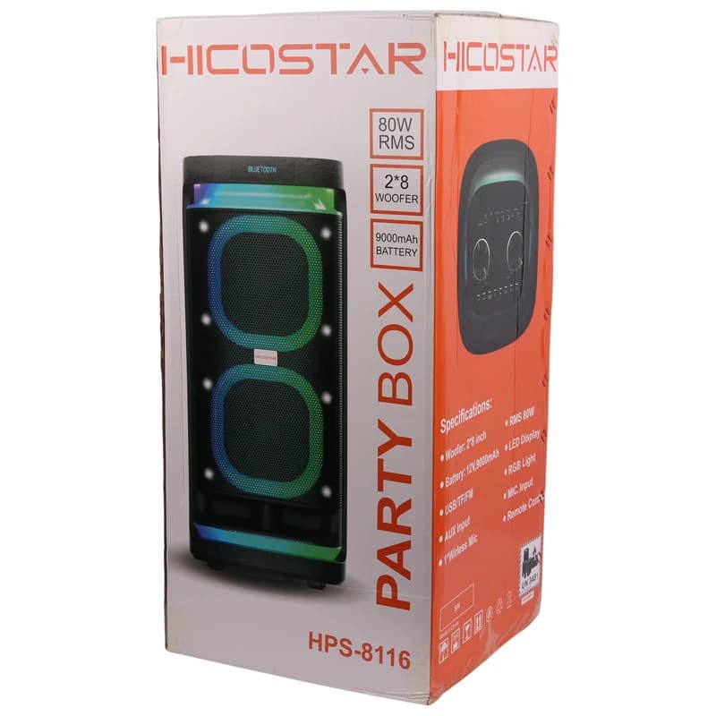 اسپیکر چمدانی بلوتوثی هایکو استار Party Box HPS-8116 + میکروفون و ریموت کنترل — تصویر ۲