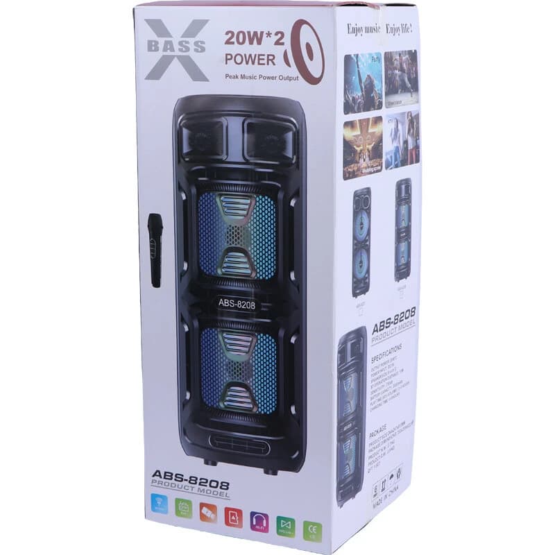 اسپیکر بلوتوثی ایکس بیس ABS-8208 + میکروفون و ریموت کنترل — تصویر ۱۰