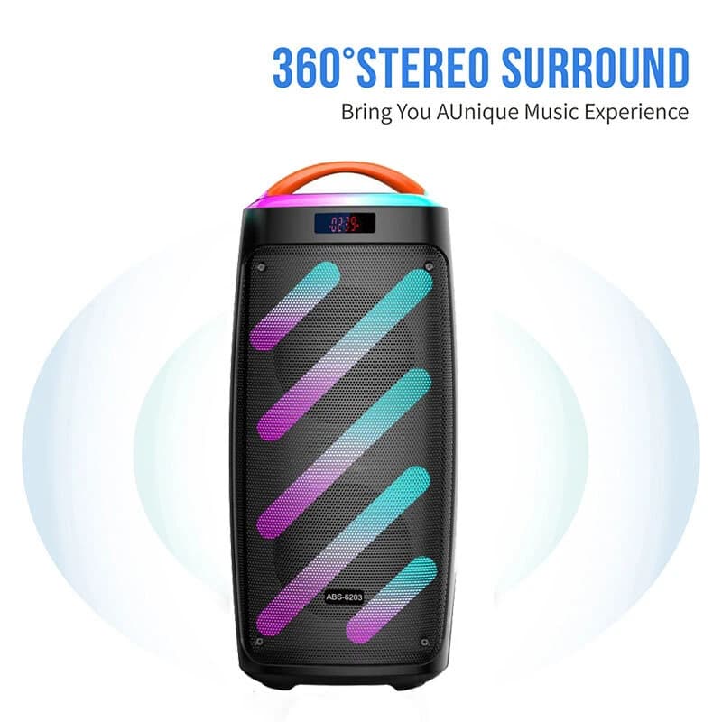 اسپیکر بلوتوثی ABS-6203 + میکروفون و ریموت کنترل — تصویر ۵