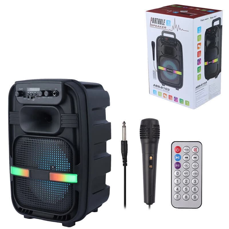 اسپیکر بلوتوثی ABS-8103 + میکروفون و ریموت کنترل — تصویر ۹