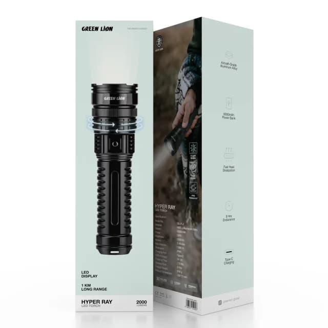 چراغ قوه شارژی گرین لاین Green Lion Hyper Ray LED Torch — تصویر ۹