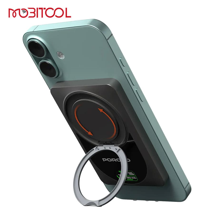 پاوربانک مگ سیف 10000 میلی آمپر پرودو Porodo 10000mAh Qi2 Wireless Power Bank PB086 — تصویر ۲