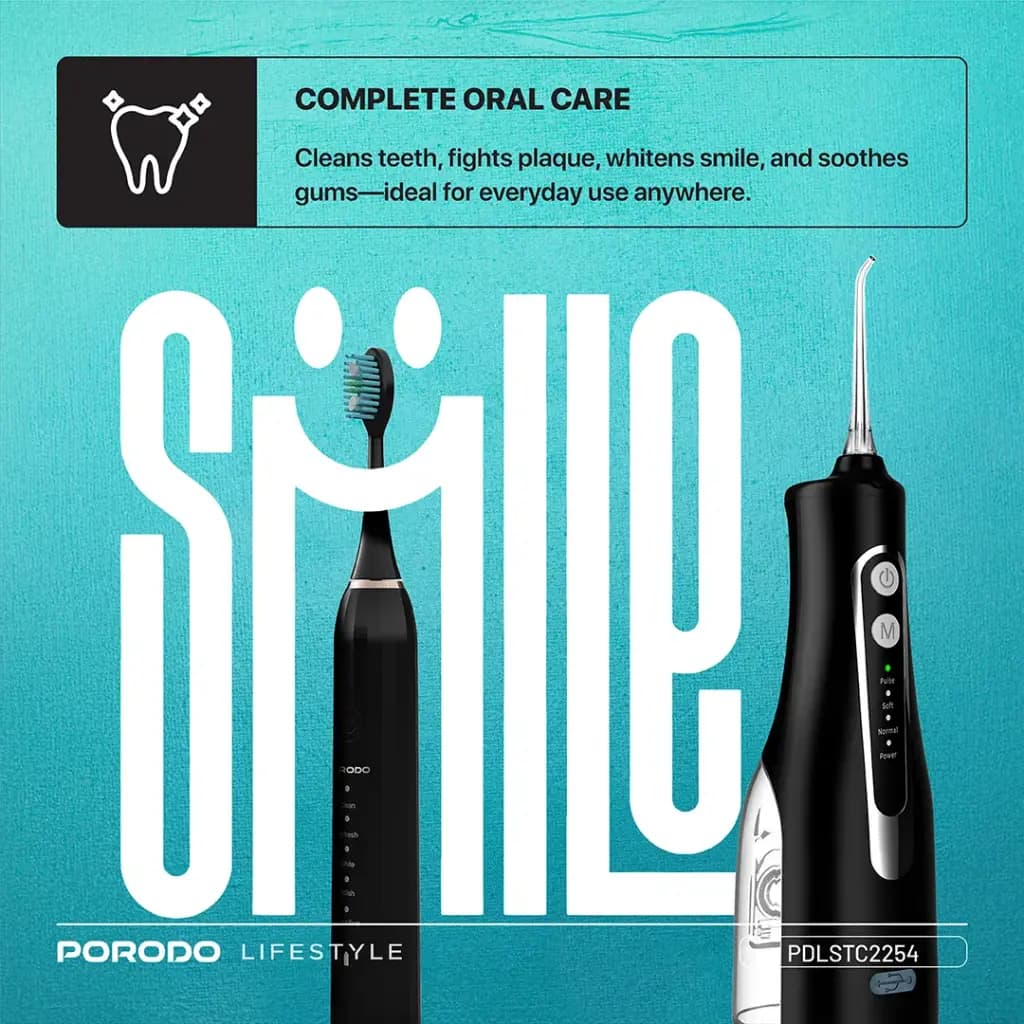 ست مسواک برقی و واترجت پرودو Porodo Ultimate Oral Care Duo Electric Toothbrush & Water Flosser Combo PDLSTC2254 — تصویر ۱۲