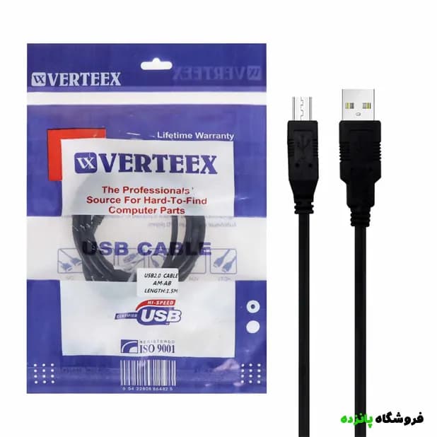 کابل پرینتر 1.5 متری USB 2.0 مدل VERTEEX – مشکی — تصویر ۲