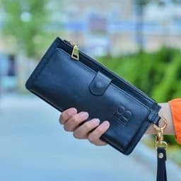 کیف پول زنانه چرم طبیعی چرم گاوی کیف گوشی چرم طبیعی کیف مدارکی زنانه — تصویر ۳
