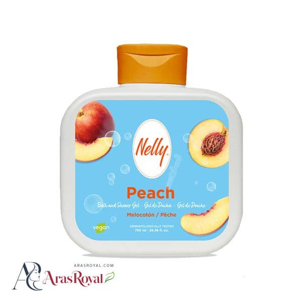 شامپو بدن و شاور ژل نلی Nelly رایحه هلو PEACH حجم 750 میل — تصویر ۲