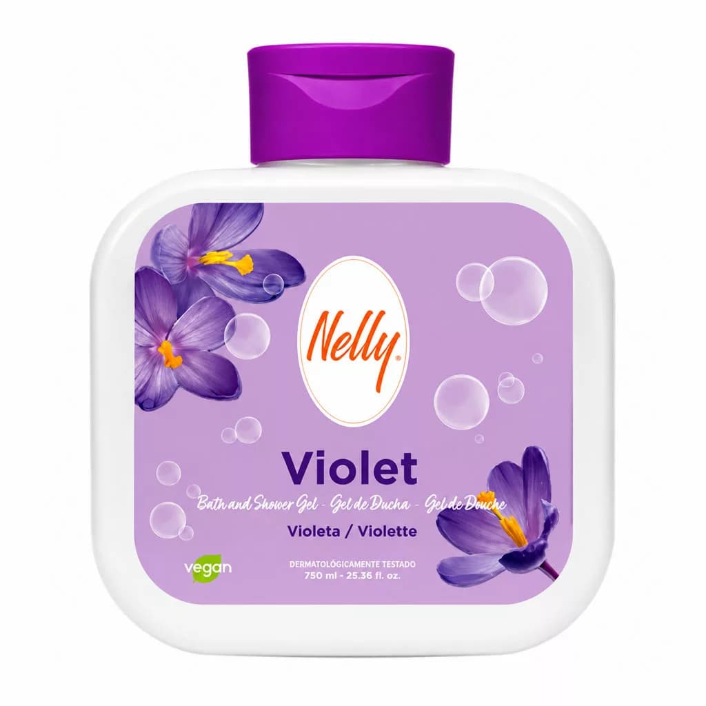شامپو بدن و شاور ژل نلی Nelly رایحه گل بنفشه VIOLET حجم 750 میل — تصویر ۵