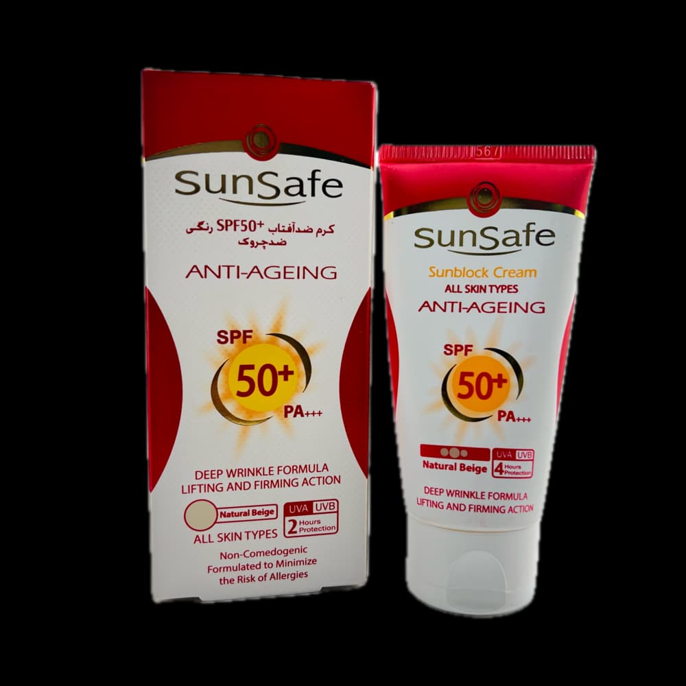 کرم ضد آفتاب ضد چروک مناسب انواع پوست بژ طبیعی SunSafe — تصویر ۴
