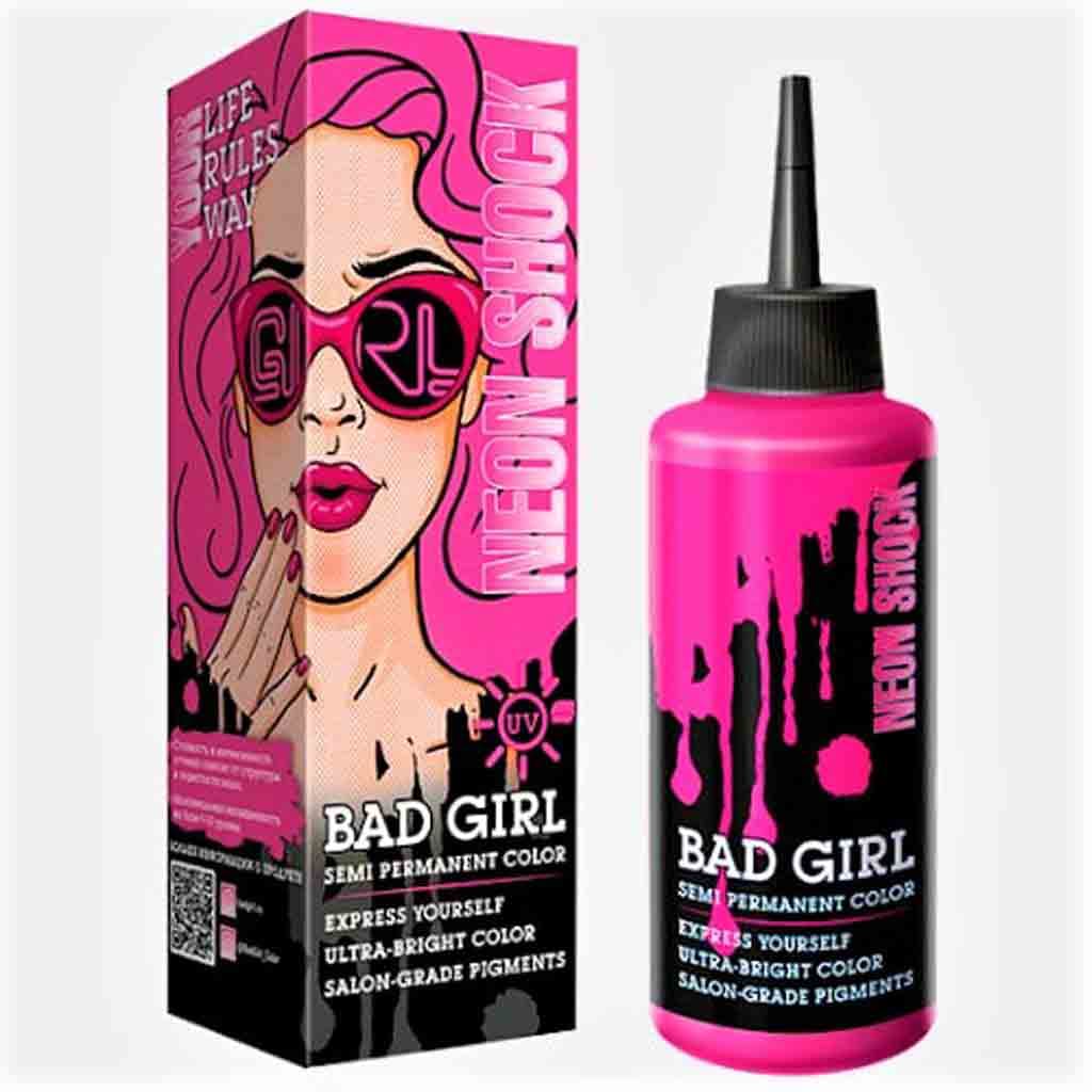 شامپو رنگ بد گرل Bad Girl رنگ تمشکی مدل Neon Shock حجم 150 میل — تصویر ۲