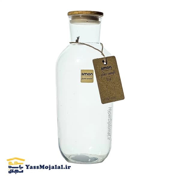 بطری آب لیمون مدل پیرکس درب چوبی گنجایش 1.1 لیتر — تصویر ۲