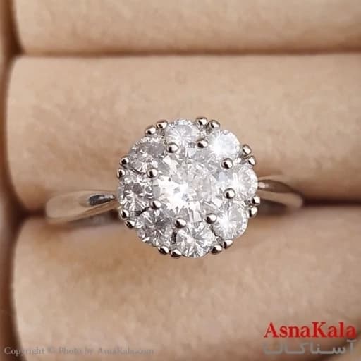 انگشتر زنانه نگیندار فری سایز رنگ نقره ای کد ANG191354W — تصویر ۲