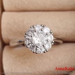 انگشتر زنانه نگیندار فری سایز رنگ نقره ای کد ANG191354W — تصویر ۳