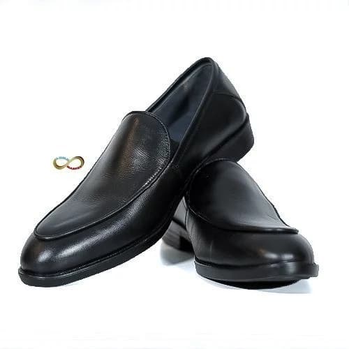 کفش مردانه چرم طبیعی اداری فرزین مدل فدرال بدون بند C457