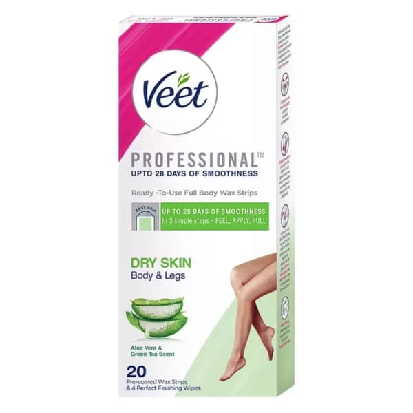 چسب موبر ویت Veet برای پوست خشک Dry Skin حاوی عصاره آلوئه ورا بسته 20 عددی — تصویر ۳