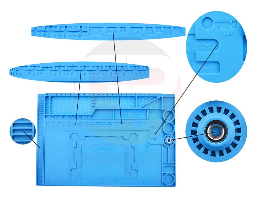 ANTI STATIC NON SLIP MAGNETIC SILICON REPAIR MAT SOLDERING MATTE-505-پد انتی استاتیک ضد لغزش سیلیکونی تعمیرات و لحیم کاری تی ایی 505 — تصویر ۲