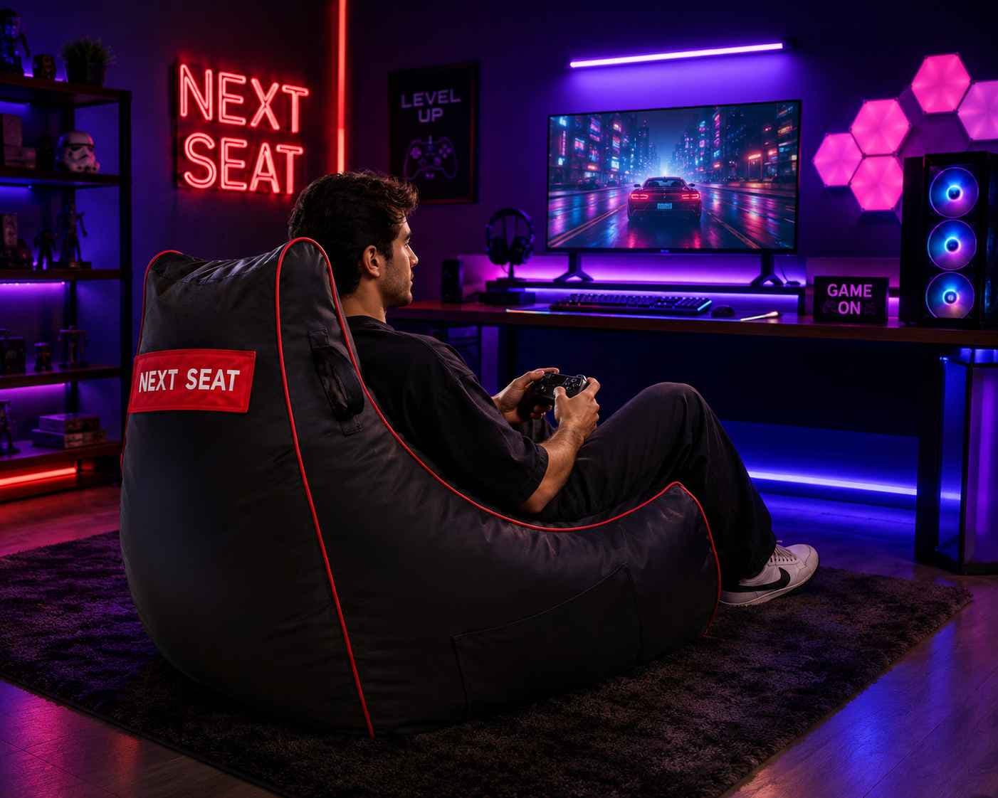 مبل گیمینگ NEXTSEAT Galaxy Black XL — تصویر ۷