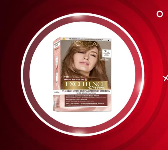 کیت رنگ مو بدون آمونیاک لورآل سری Excellence Creme شماره 7U پایه رنگ خرمایی نود — تصویر ۳