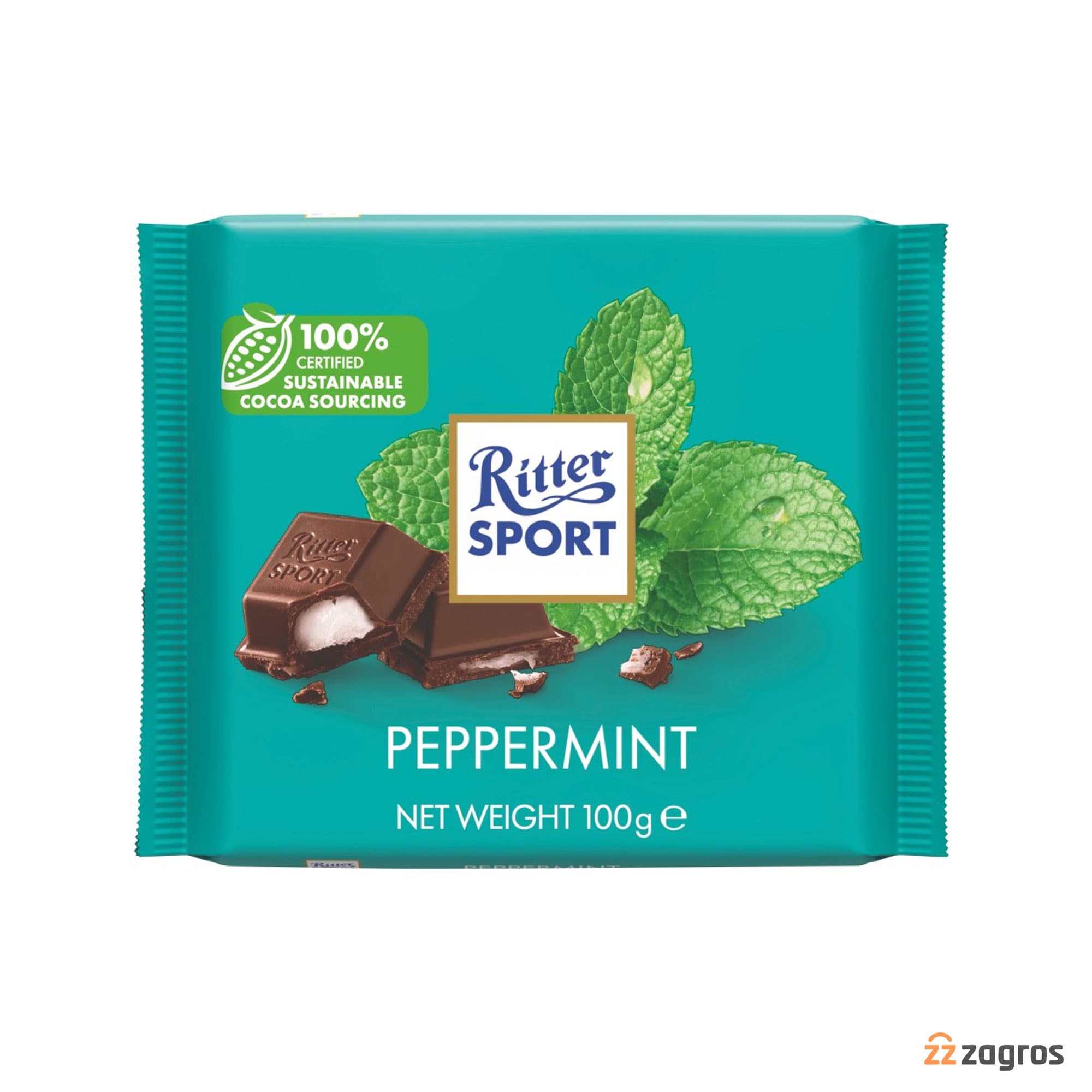 شکلات تلخ ریتر اسپرت Ritter Sport با مغز نعناع 100 گرم — تصویر ۴